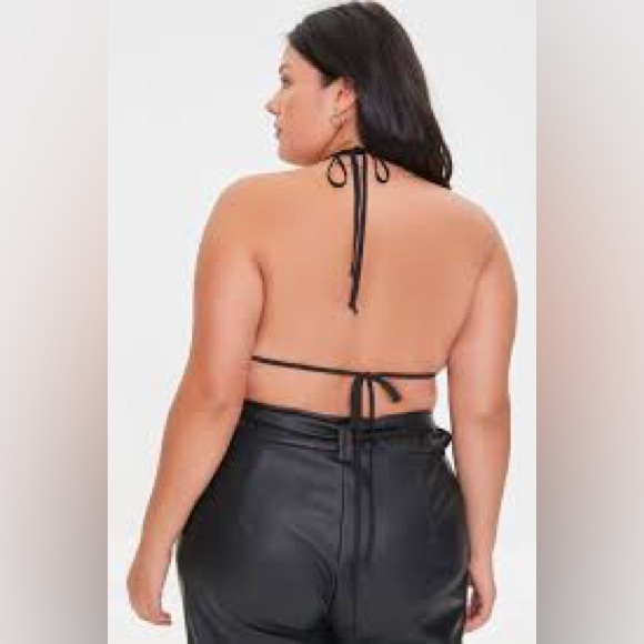 Forever 21 Black Sequin Double Tie Halter Top - Picture 2 of 5